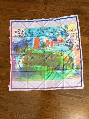 Raoul Dufy 100% Silk Scarf 35"  x 35" Paddock at Ascot Pola Museum